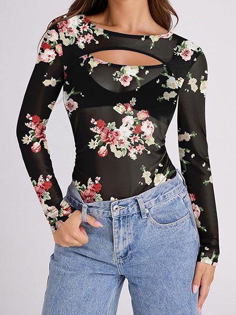 Cutout Long Sleeve Top