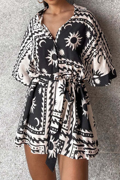 Boho Print Self-Tie Romper