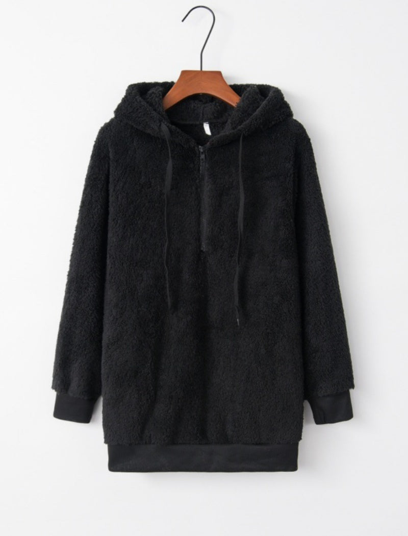 Cozy Half-Zip Hoodie with Drawstring