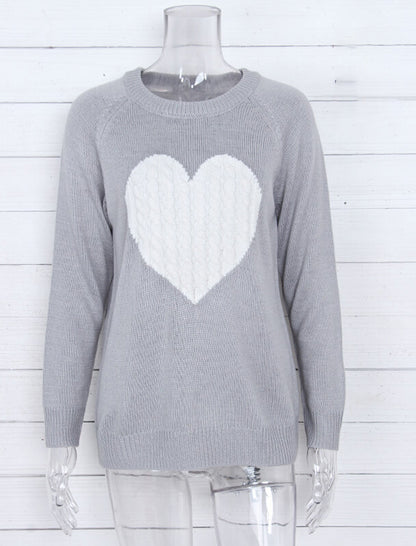 Knit Sweater with Heart Pattern