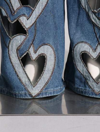 Cutout Heart-Detail Denim Jeans