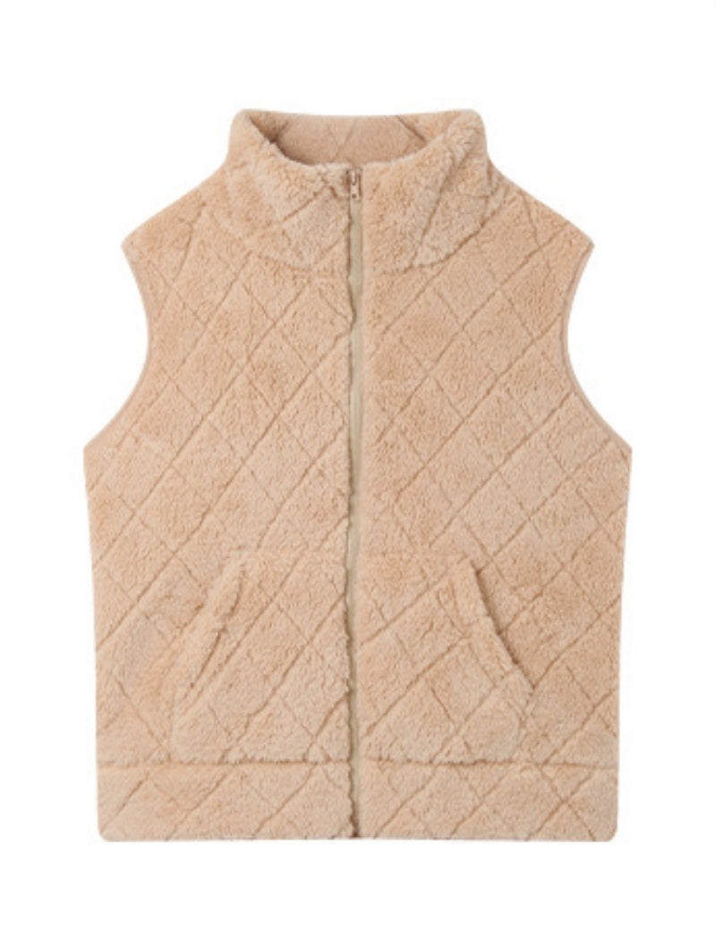 Quilted Sleeveless Vest with Stand Collar