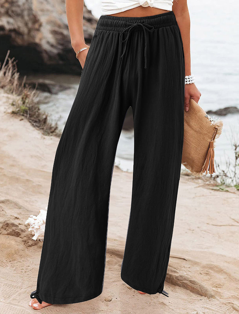 Wide-Leg Drawstring Pants