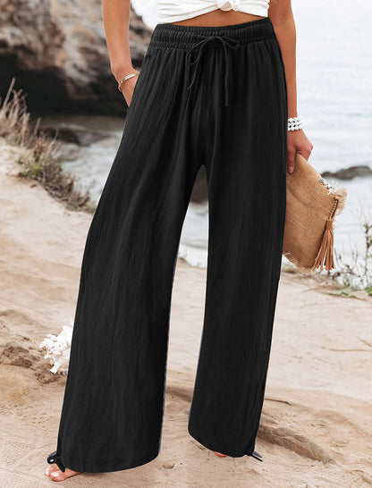 Wide-Leg Drawstring Pants