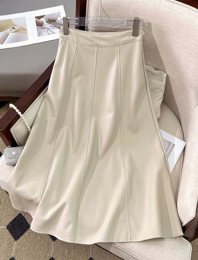 High-Waisted Pleated A-Line Skirt