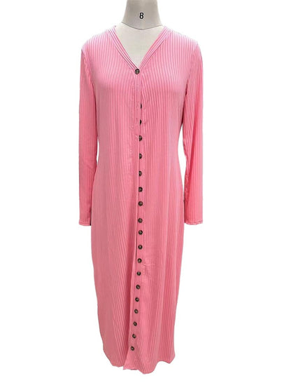 Ribbed Button-Up Longline Cardigan