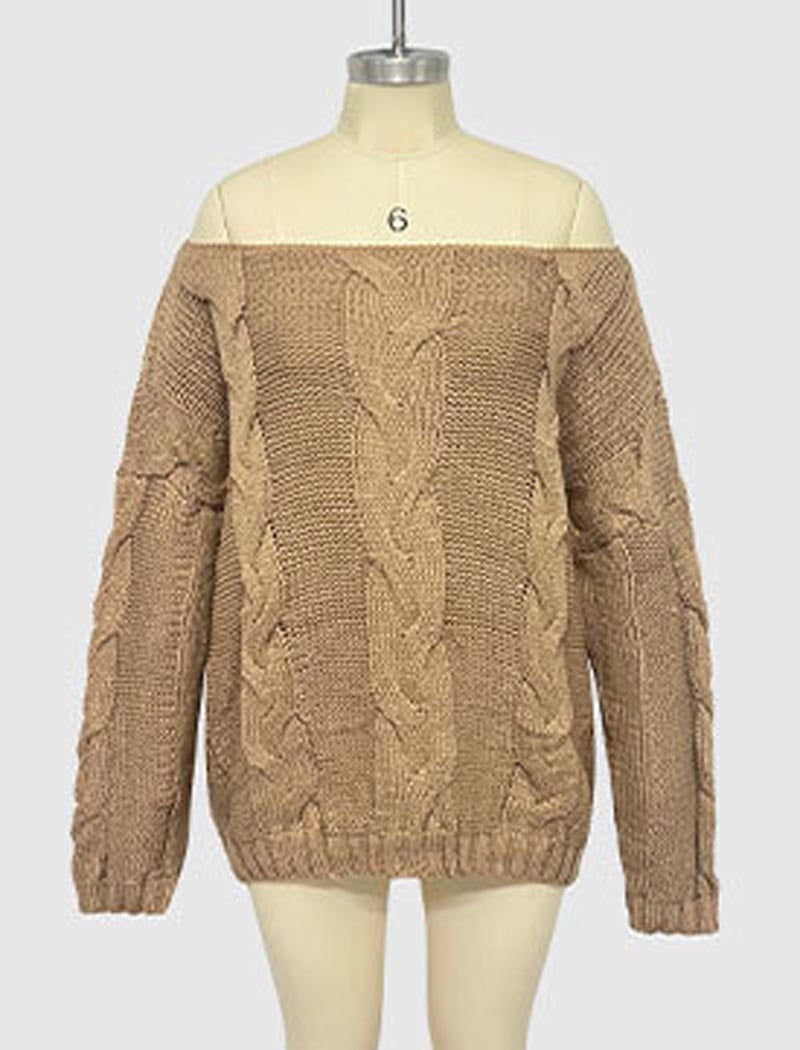 Off-Shoulder Knit Oversized Sweater