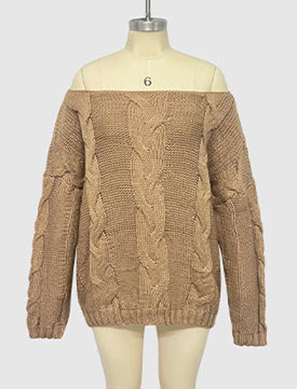 Off-Shoulder Knit Oversized Sweater