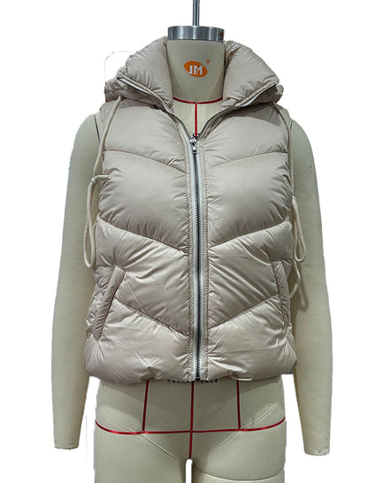 Sleeveless Puffer Vest with High Collar