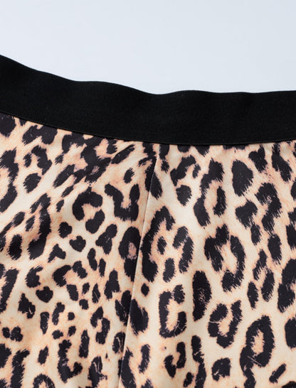 Leopard Crop Top and Flared-Leg Pants Set