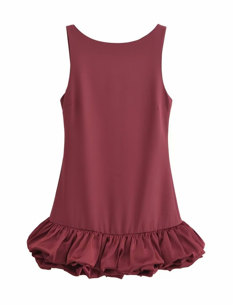 Ruffle Hem Sleeveless Mini Dress