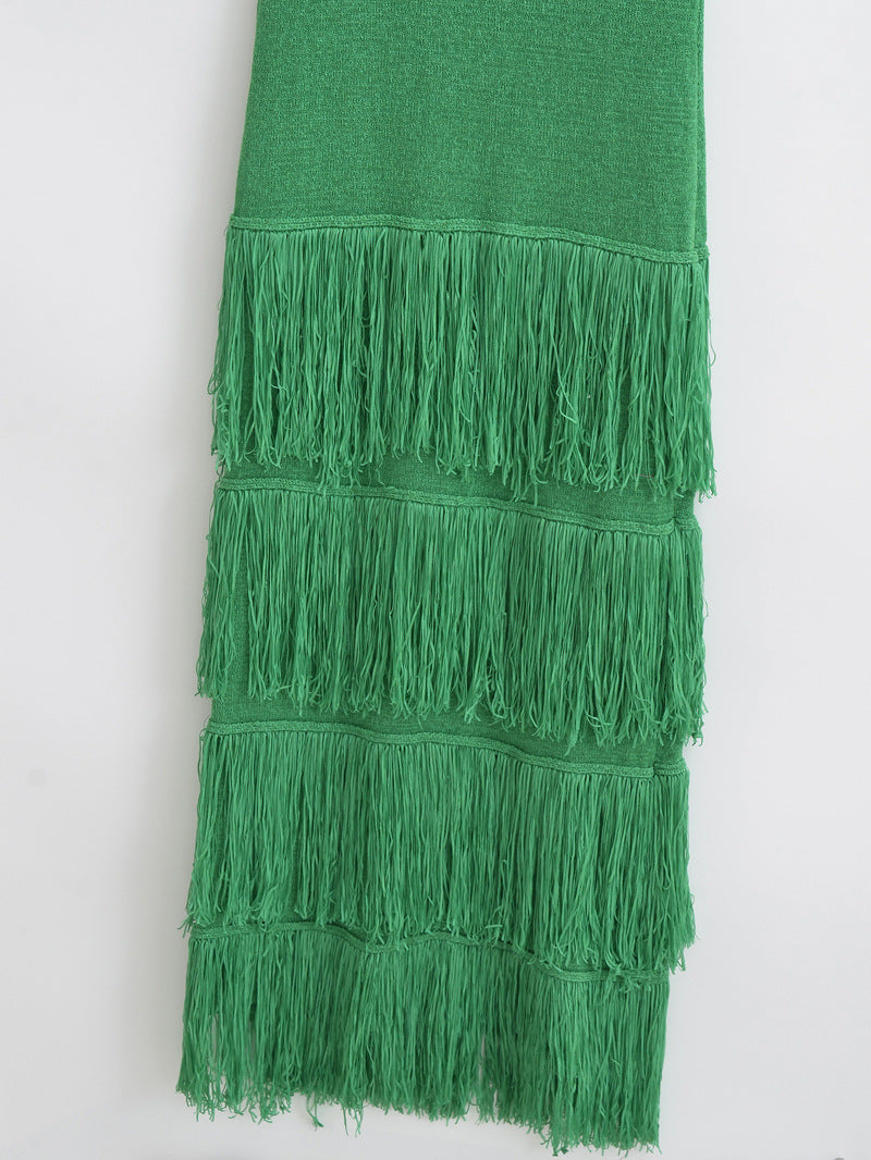 Tiered Fringe Maxi Dress