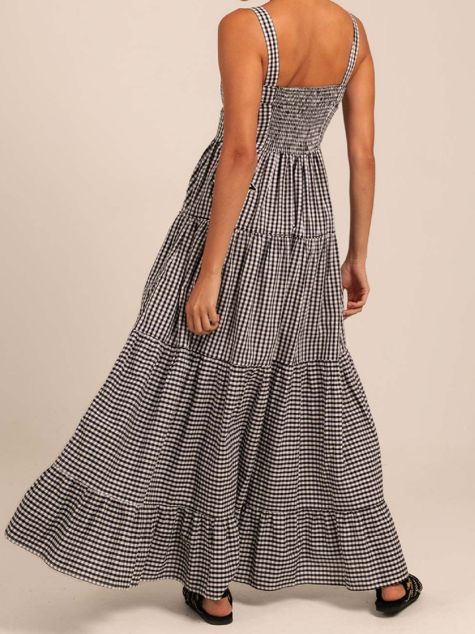 Gingham Graphic Print Maxi Dress