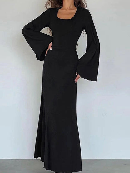 Flare Sleeves Square Neck Maxi Dress