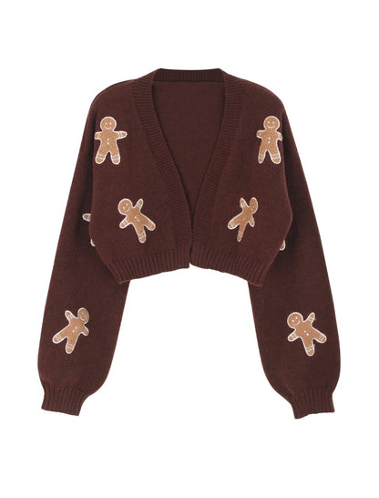 Gingerbread Applique Cardigan