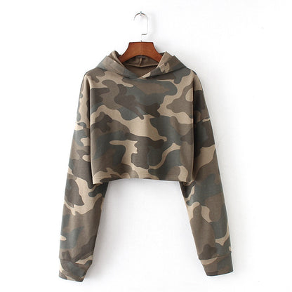 Camouflage Cropped Hoodie [NON-RETURNABLE]