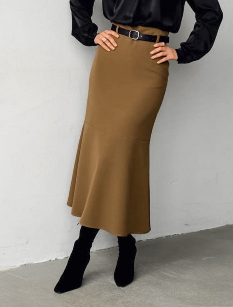 High-Waisted Fishtail Midi Skirt