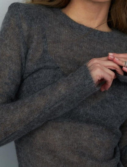 Sheer Fuzzy Knit Pullover
