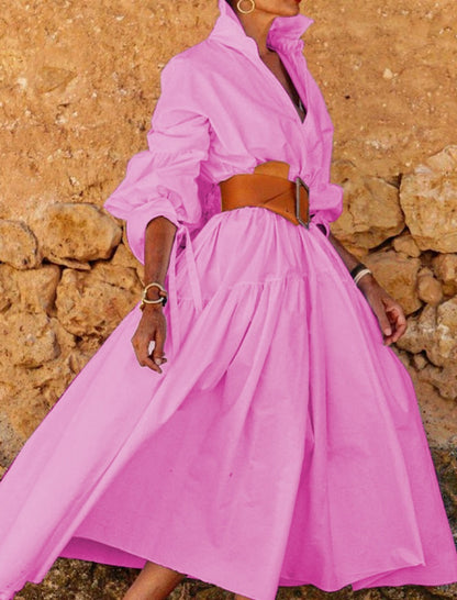 Belted Long-Sleeve Maxi Dress