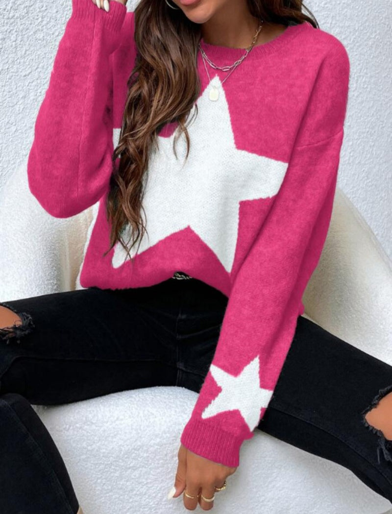 Pullover Crew Neck Ribbed Sweater