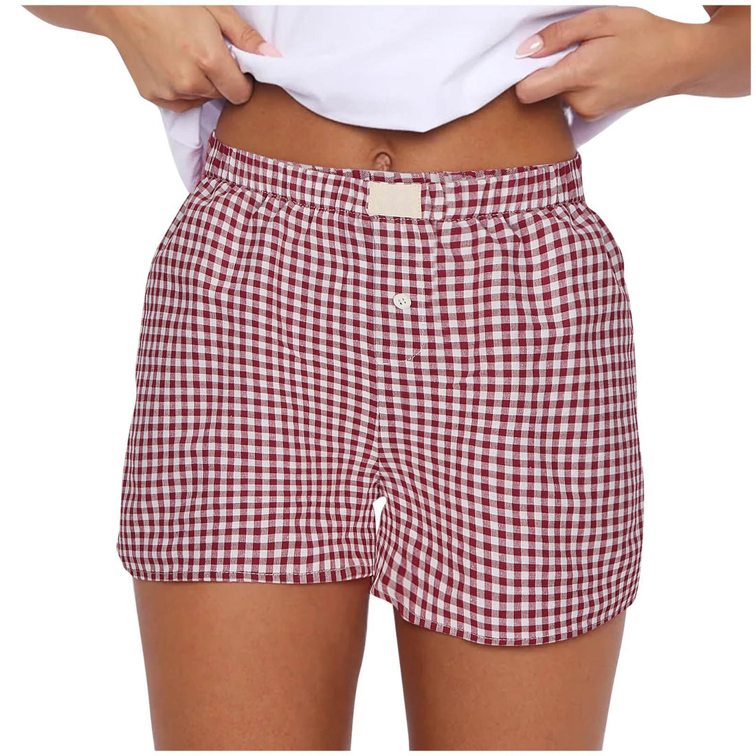 High-Waist Loose Vintage Plaid Shorts