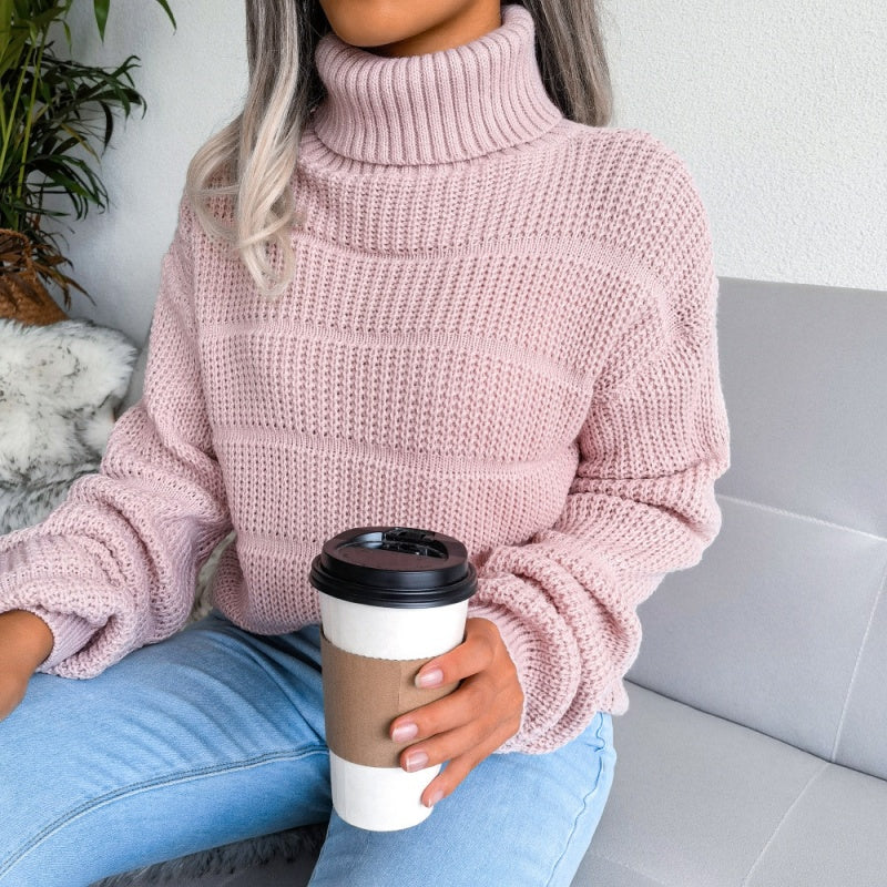 Turtleneck Knit Sweater with Relaxed Fit