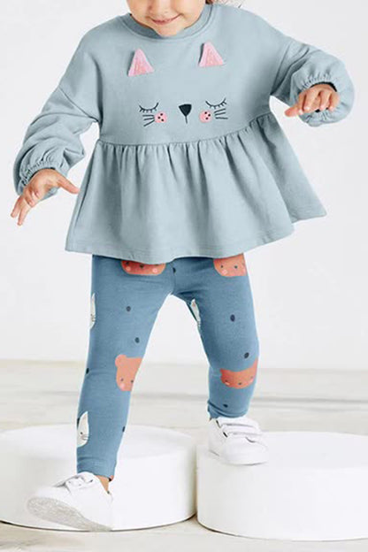 Kitty Face Top and Leggings Set (Kids)