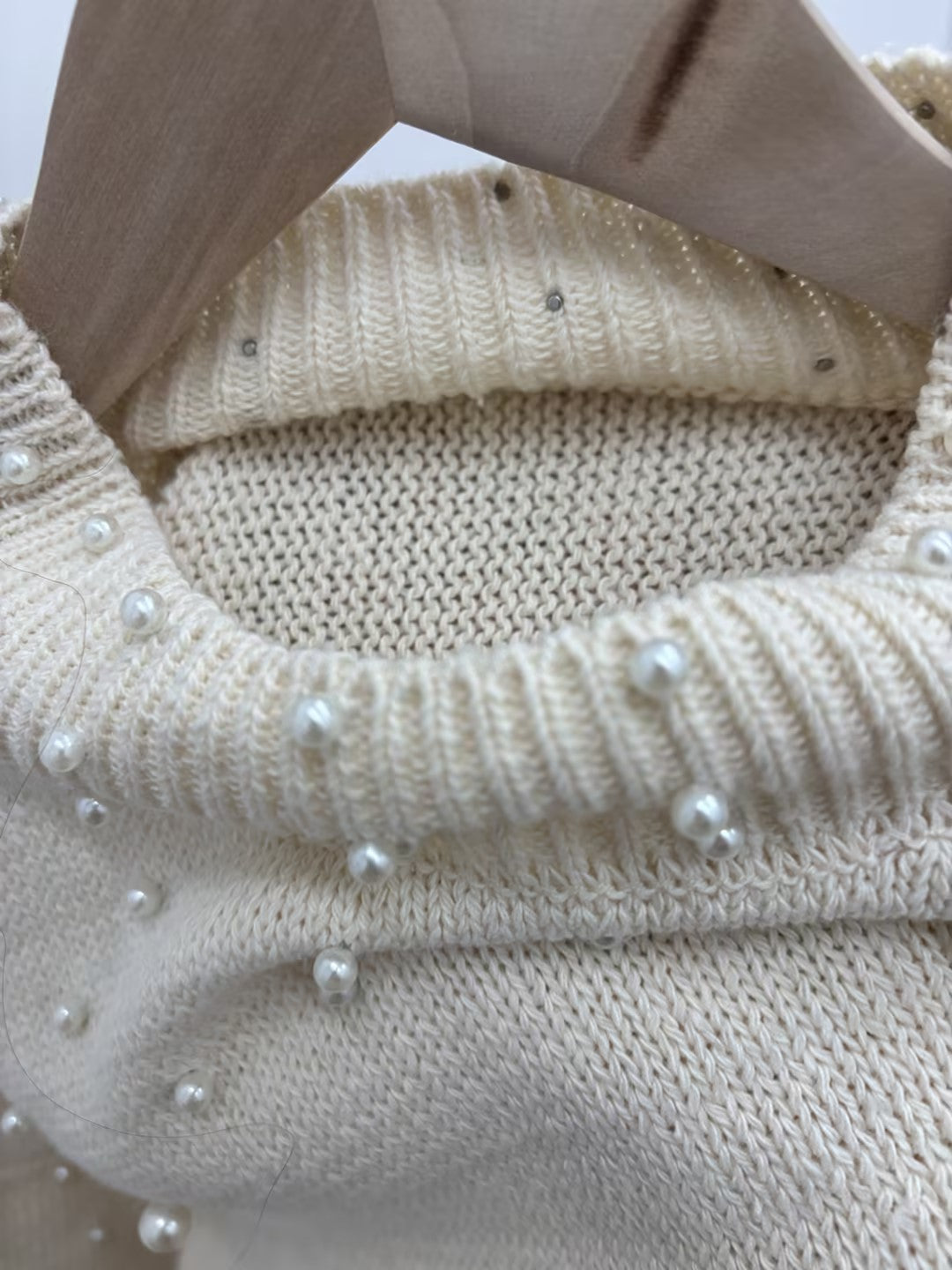 Pearl Embellished Puff Sleeve Sweater