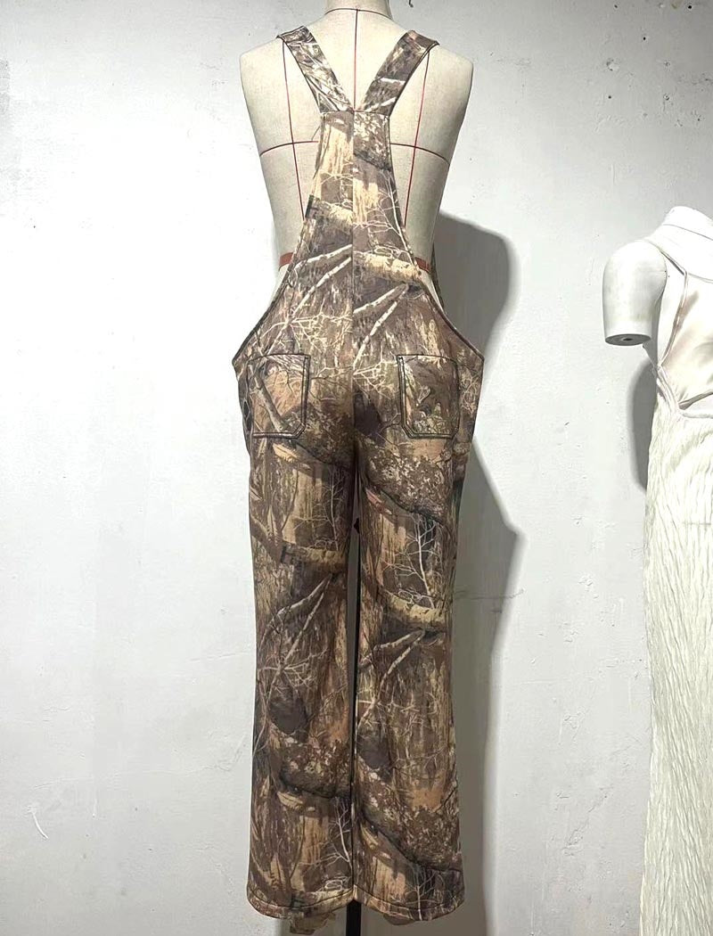 Printed Low-Rise Strap Jumpsuit with Wide Legs