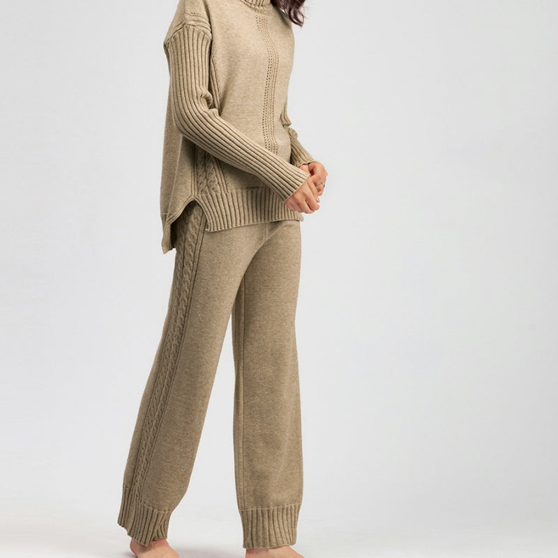 Cable Knit Sweater and Pants Lounge Set