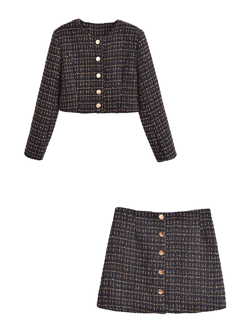 Tweed Cropped Jacket and Skirt Set