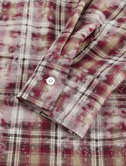 Plaid Collar Loose Long Sleeve Casual Shirt