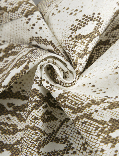 Snake Print Straight-Leg Stretch High-Waisted Pants