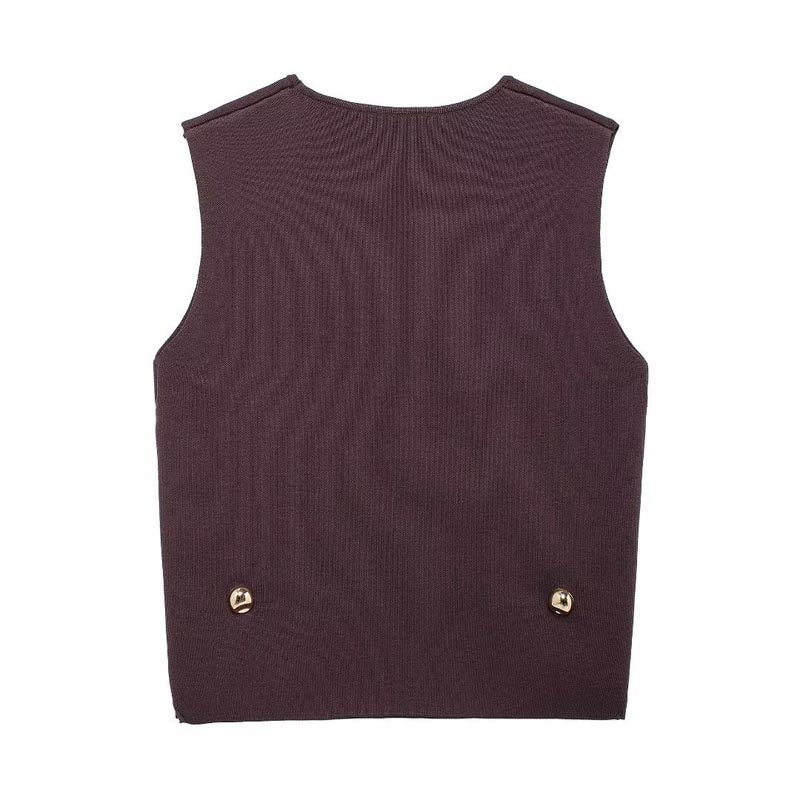 Sleeveless Buttoned Knit Top