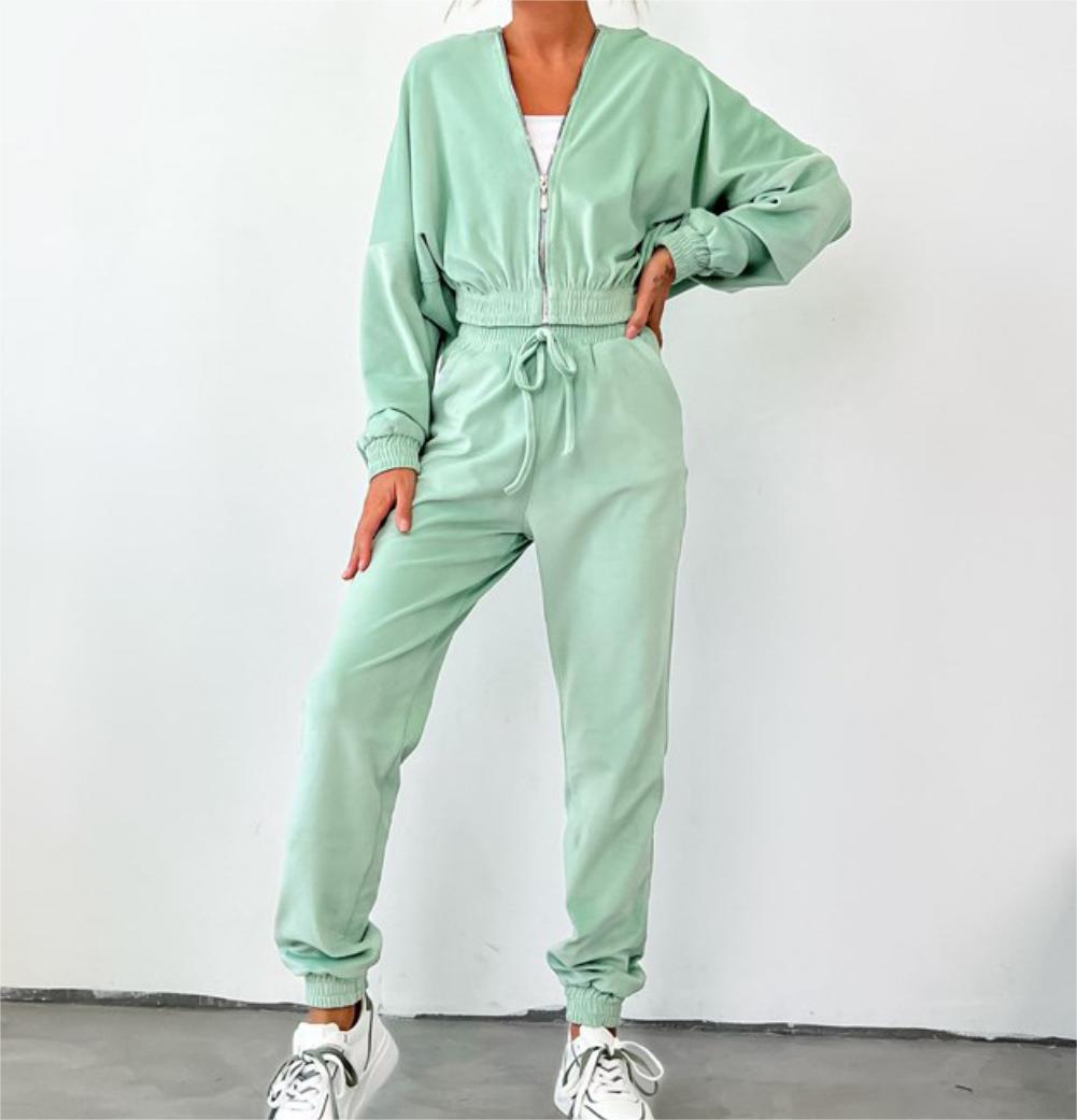 Solid Hoodie and Long Pants Set