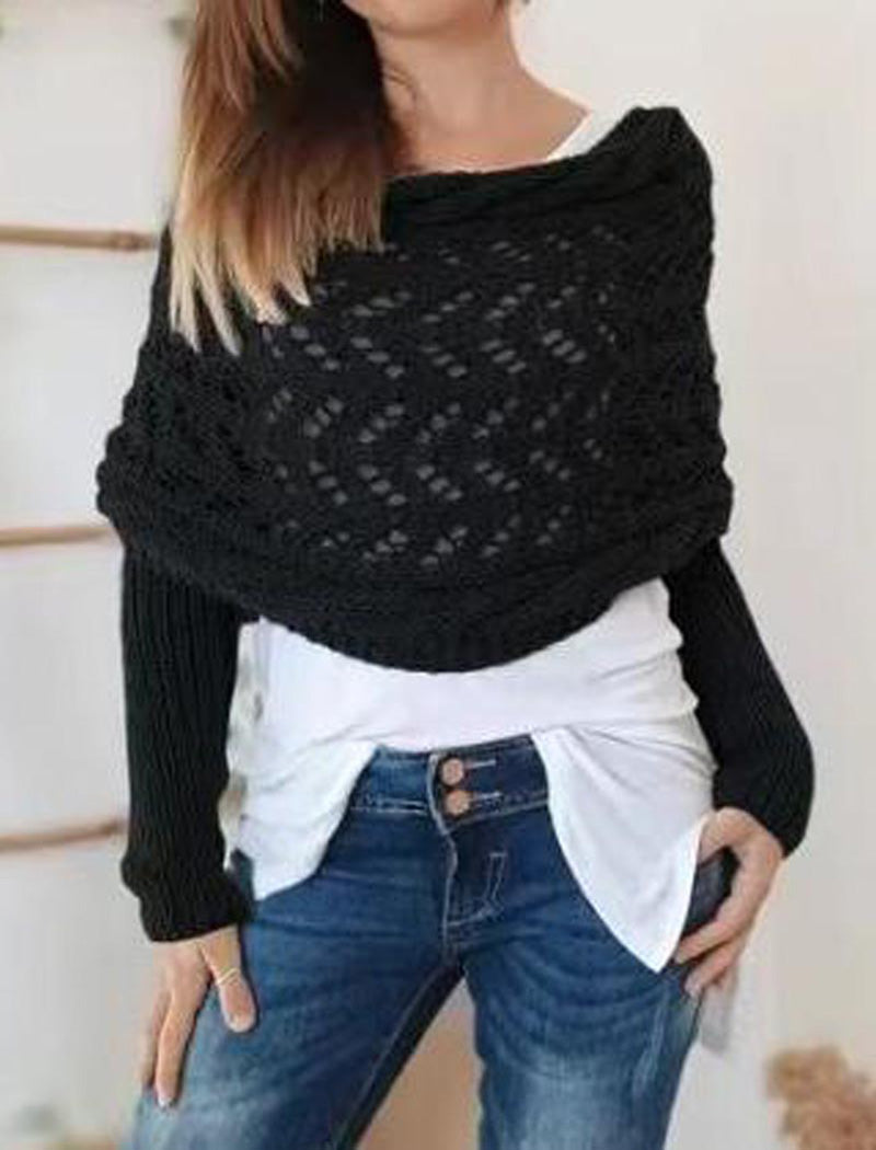 Open Knit Long Sleeve Shawl