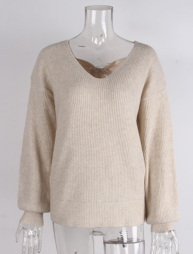 Open-Back Sweater with Bow Detail