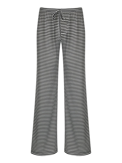 Drawstring Striped Wide-Leg Pants