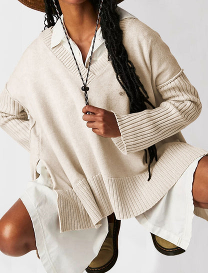 Oversized V-Neck Pullover Top