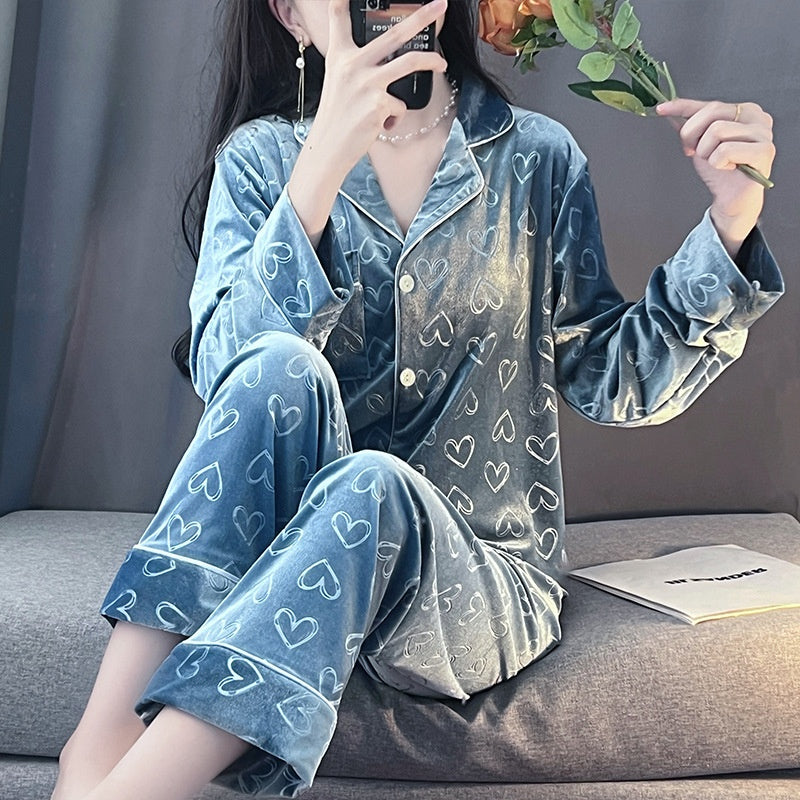 Heart Print Pajama Set