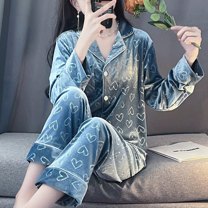 Heart Print Pajama Set