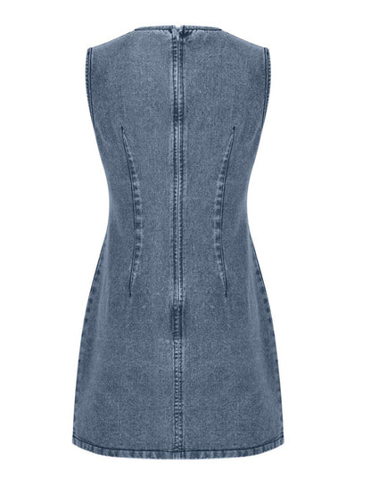 Fitted Sleeveless Denim Mini Dress