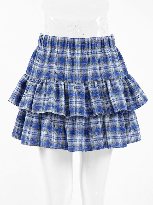 Tiered Plaid Mini Skirt