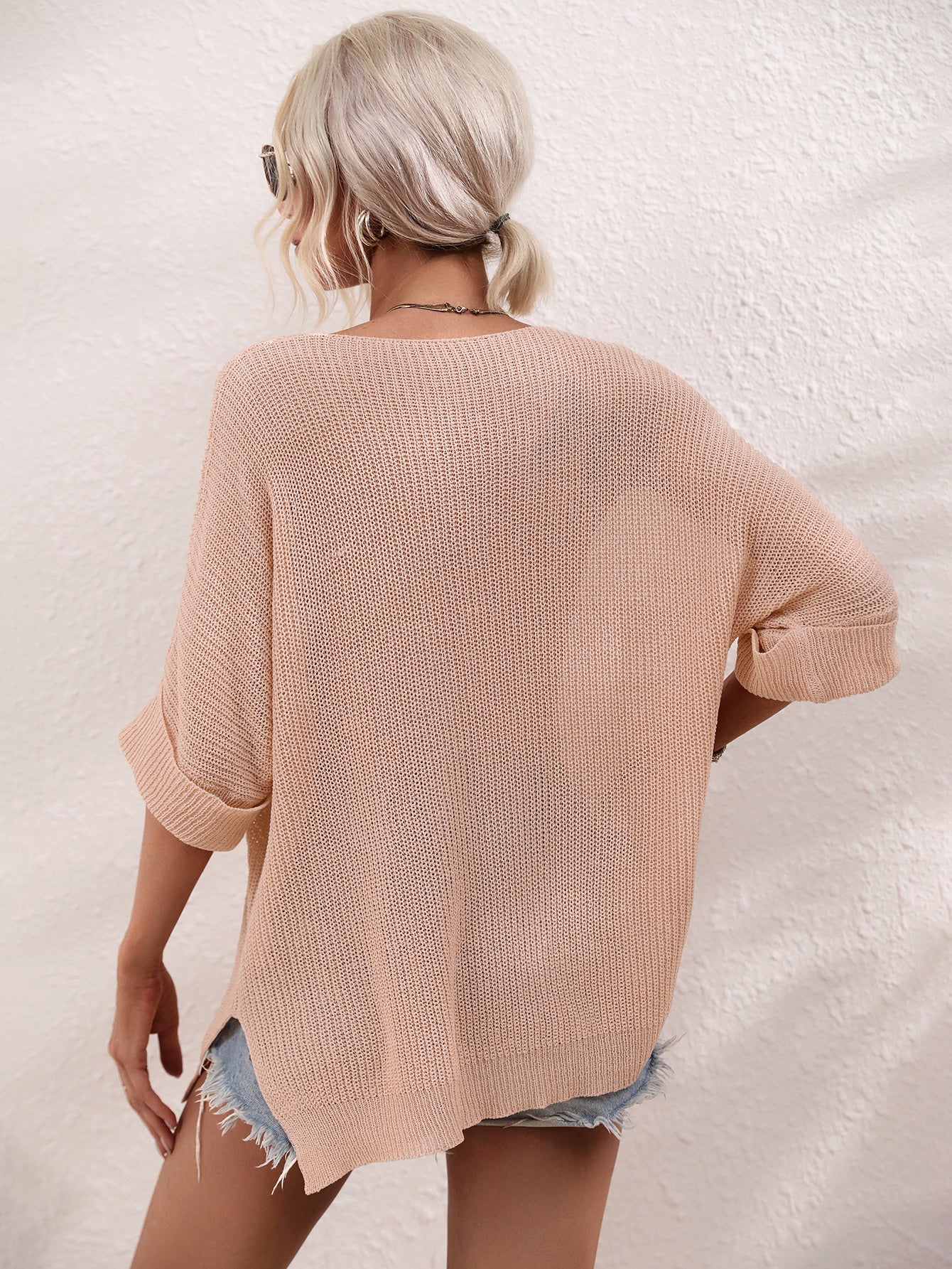 Solid Color Pullover Knit Sweater