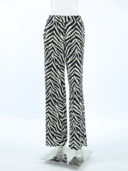 Printed Loose Wide-Leg Pants