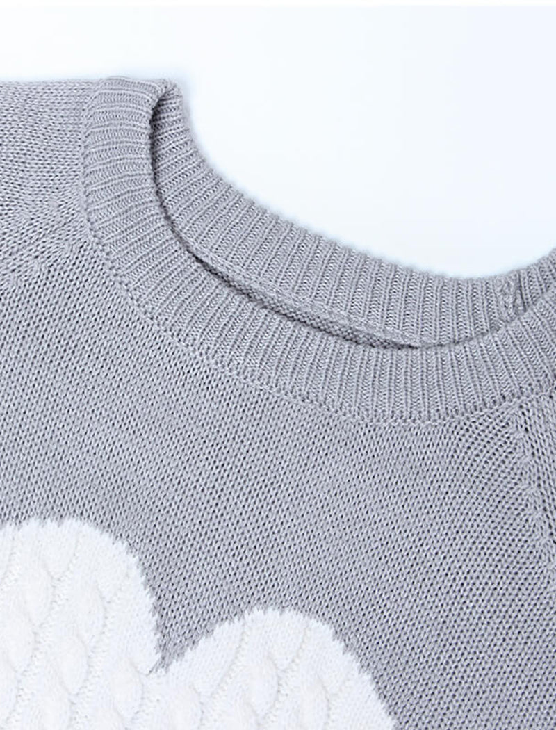 Knit Sweater with Heart Pattern