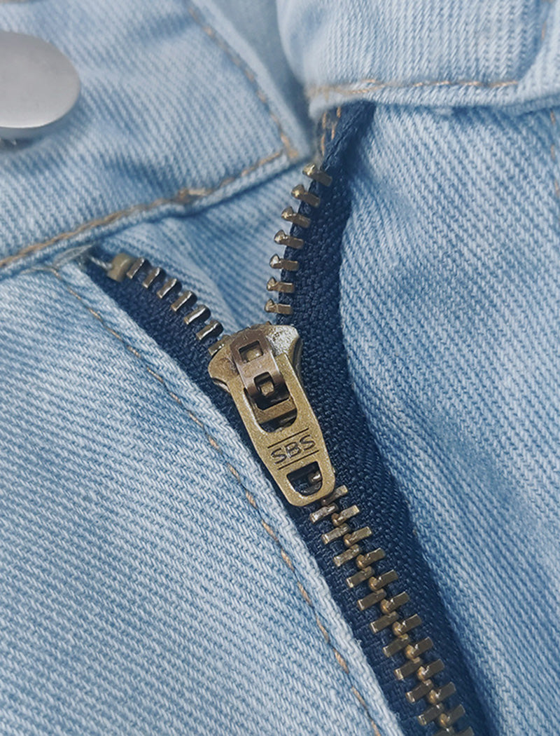 Pleated High-Waisted Denim Pants