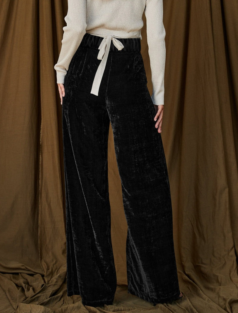 Velvet Wide-Leg Pants