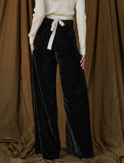 Velvet Wide-Leg Pants