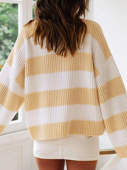 Striped Knit Pullover Sweater